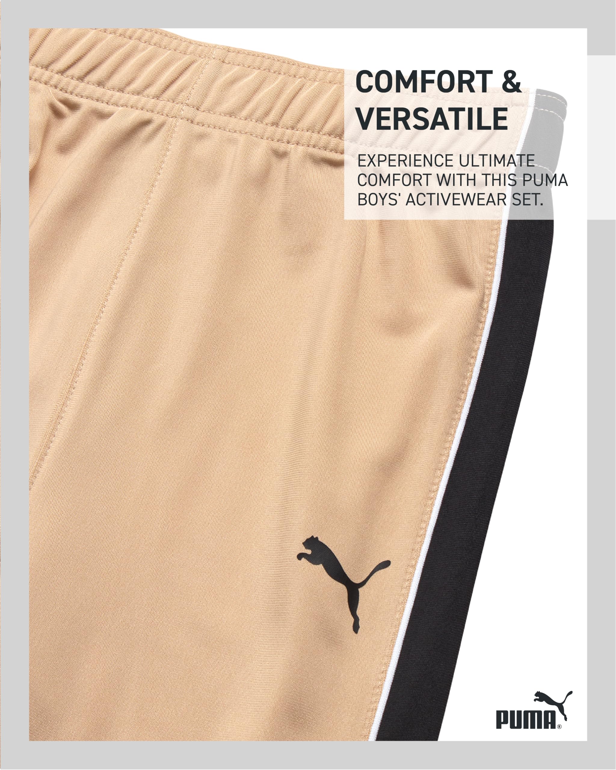 PUMA Boys' Pants Set - 2 Piece Tricot Athletic Zip Up Jacket Sweatshirt and Active Jogger Pants - Boys Activewear Set (4-16), Si