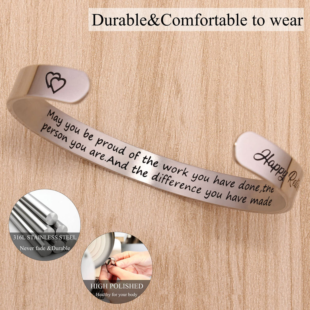 Btysun Retirement Gifts for Women Cuff Bracelets Inspirational Best Friend Bracelet Birthday Gifts for Female Friendship Mantra