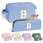 YOOLIFE Girls Makeup Bag - Monogram Initial Cute Makeup Bags Cosmetic Makeup Brush Bag for Women Girls Her Best Friend Sister Gi