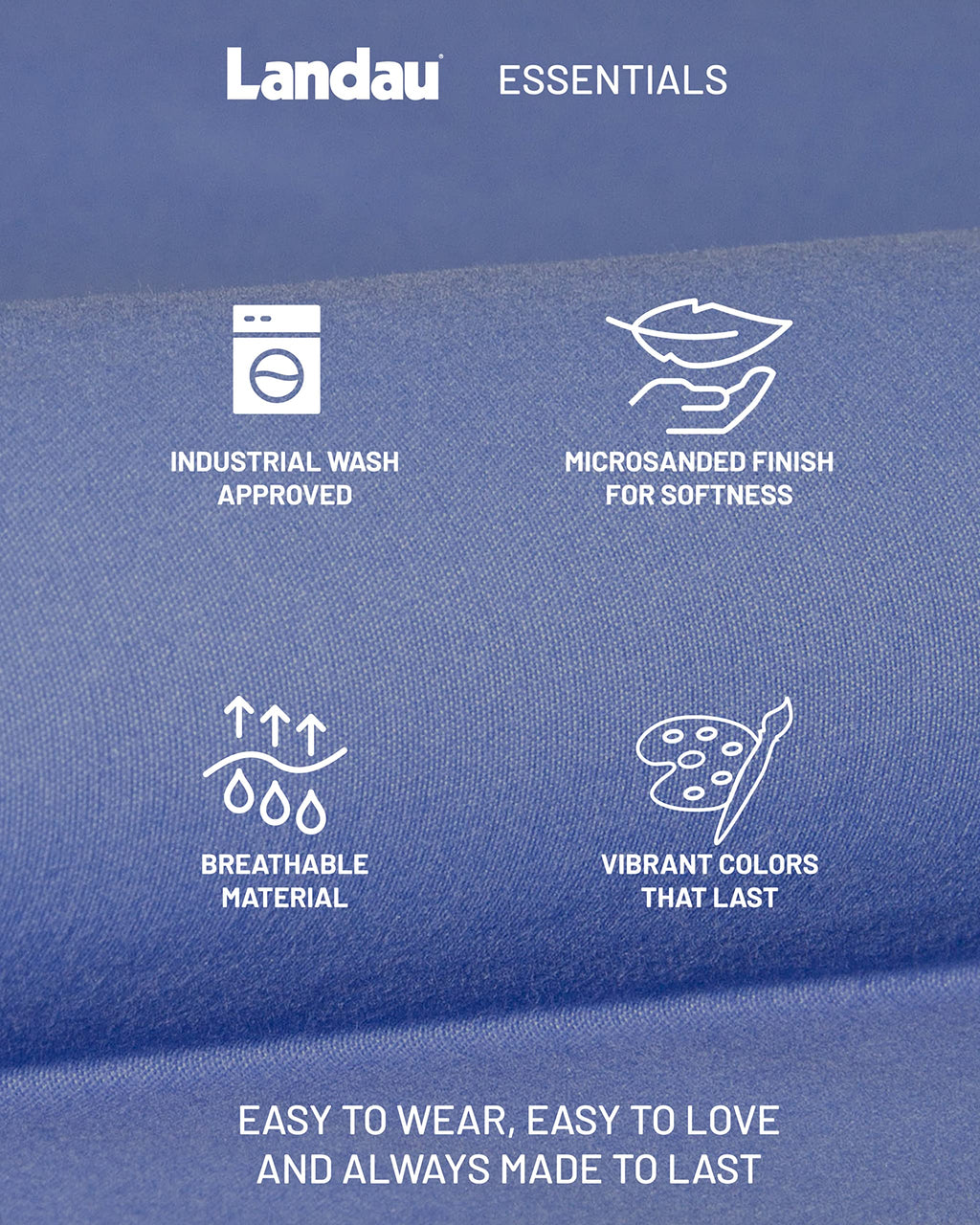 Landau Essentials Unisex Relaxed Fit 1-Pocket V-Neck Scrub Top 7502 Navy