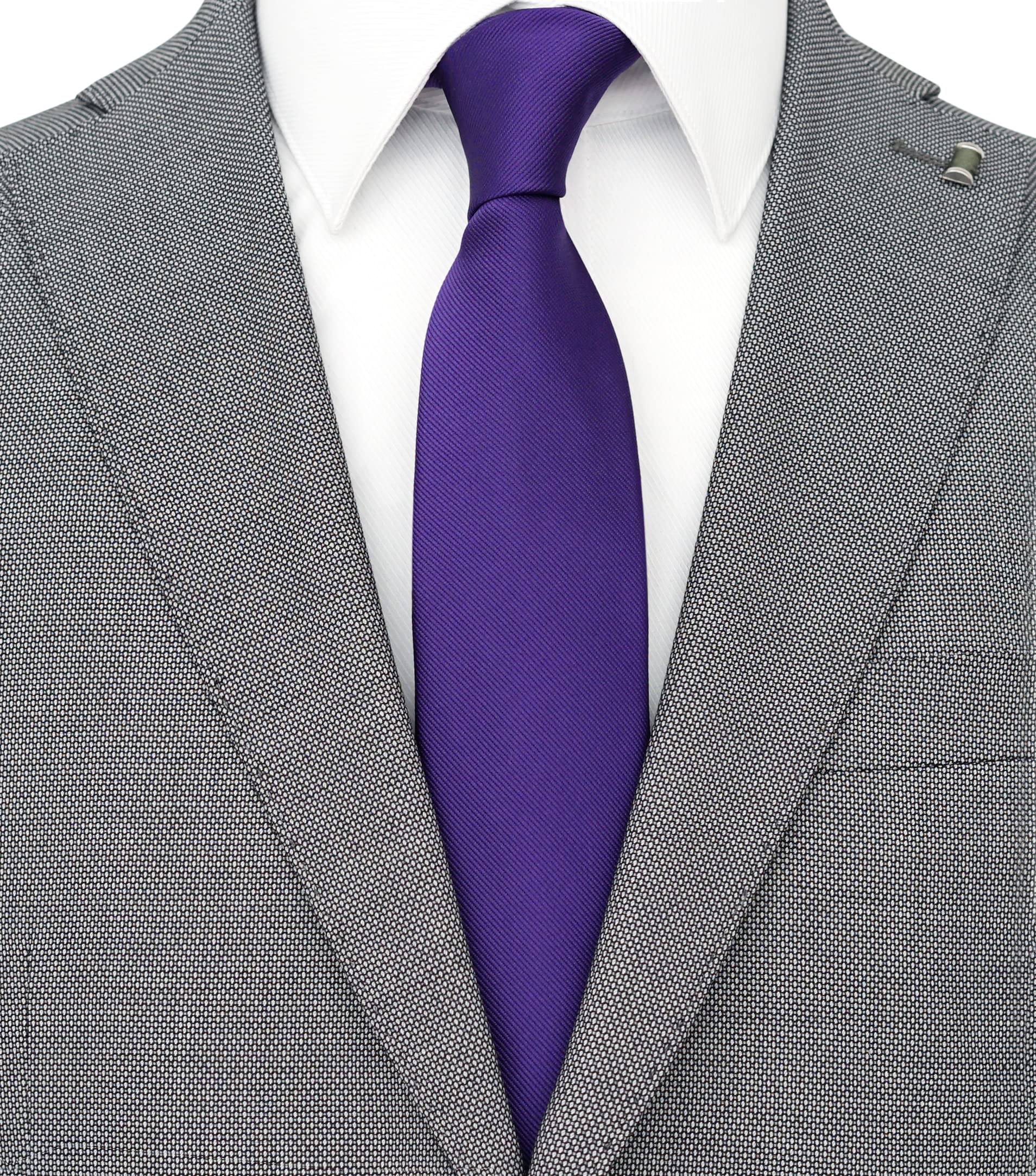 ZENXUS Solid Skinny Ties for Men, 25 inch Slim Royal Purple Necktie