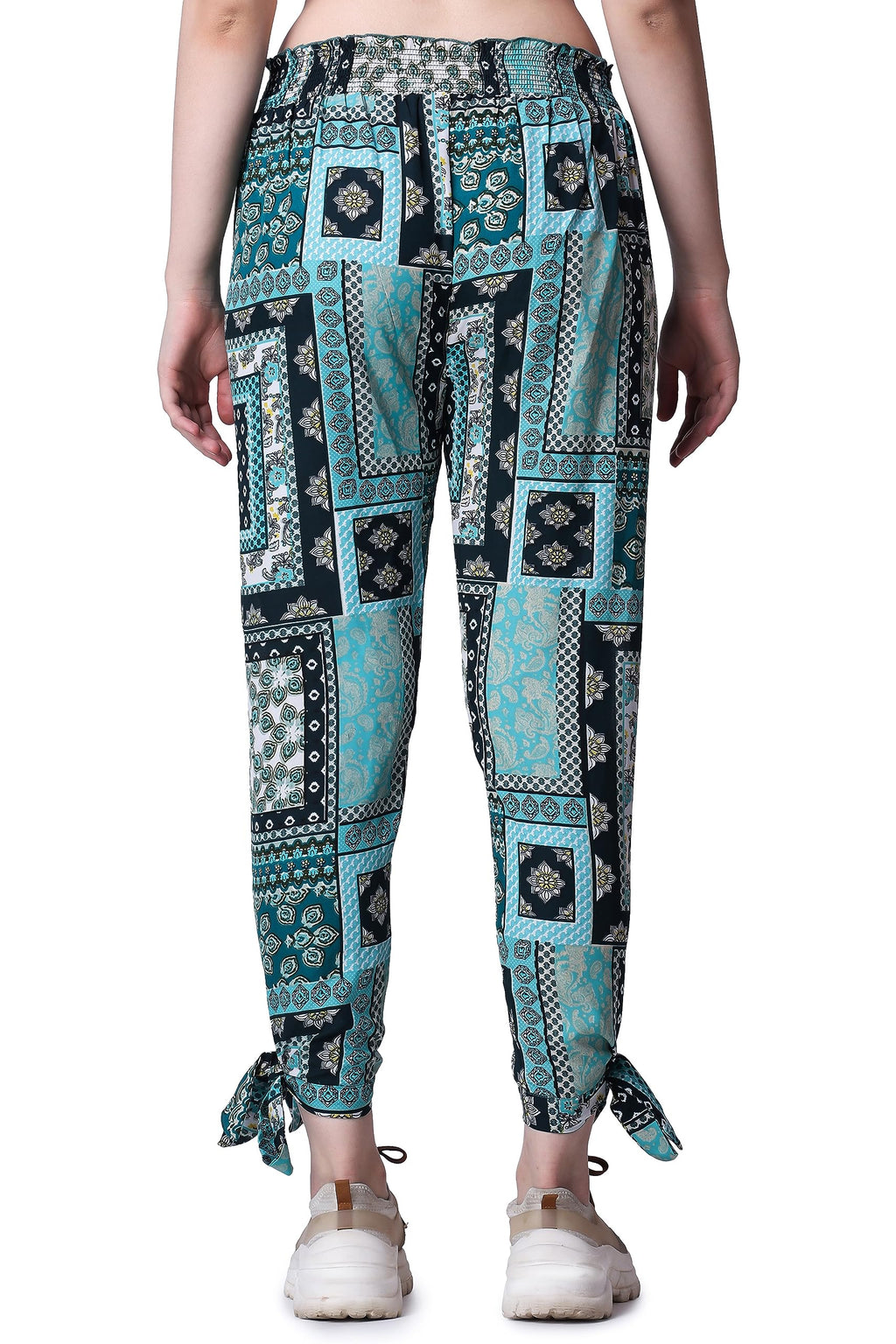 POPWINGS Casual Boho Printed Side Long Slit Trousers for Women || Summer Wear Comfortable Pull-On Women Trousers || Latest Weste