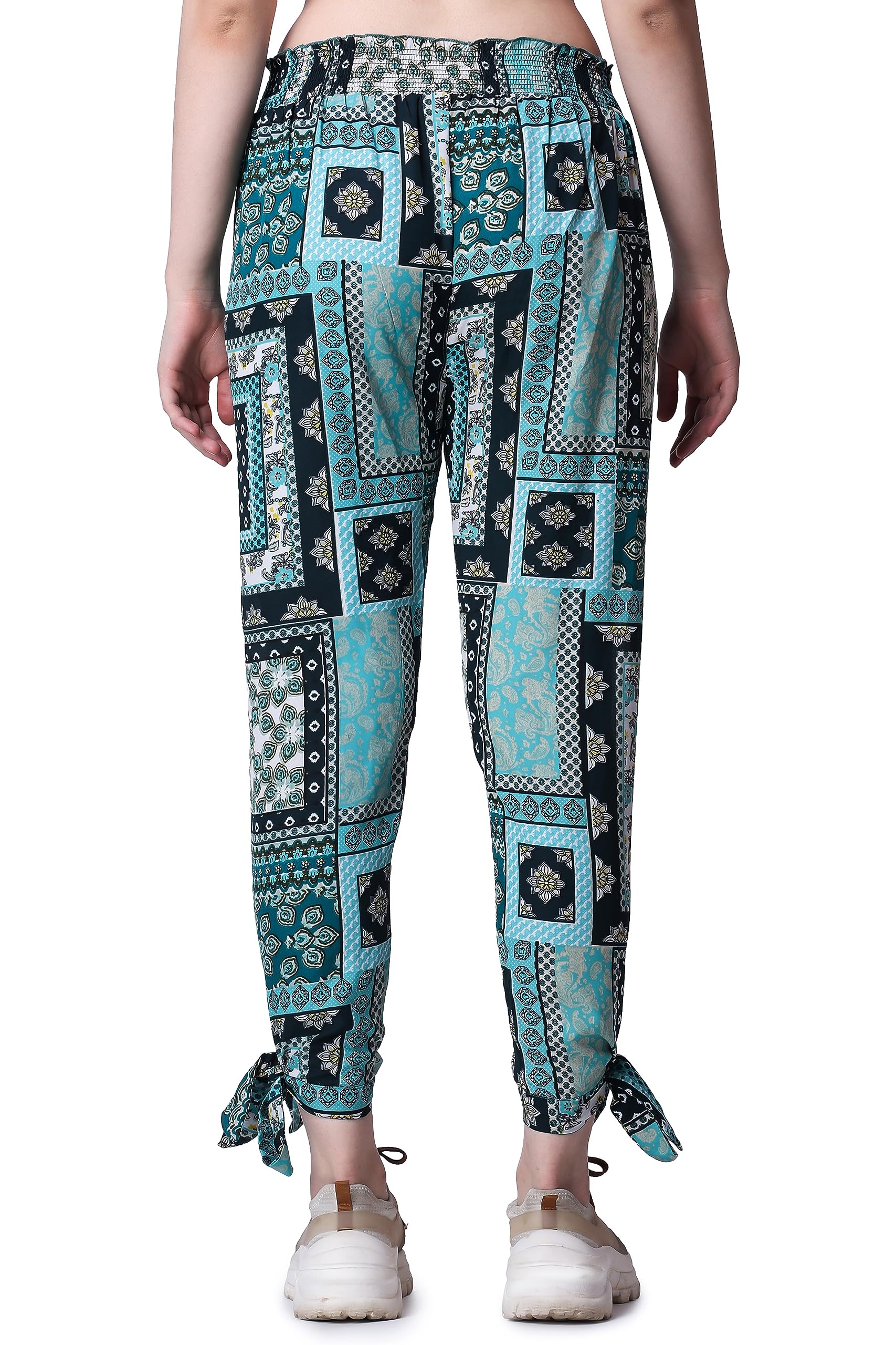 POPWINGS Casual Boho Printed Side Long Slit Trousers for Women || Summer Wear Comfortable Pull-On Women Trousers || Latest Weste