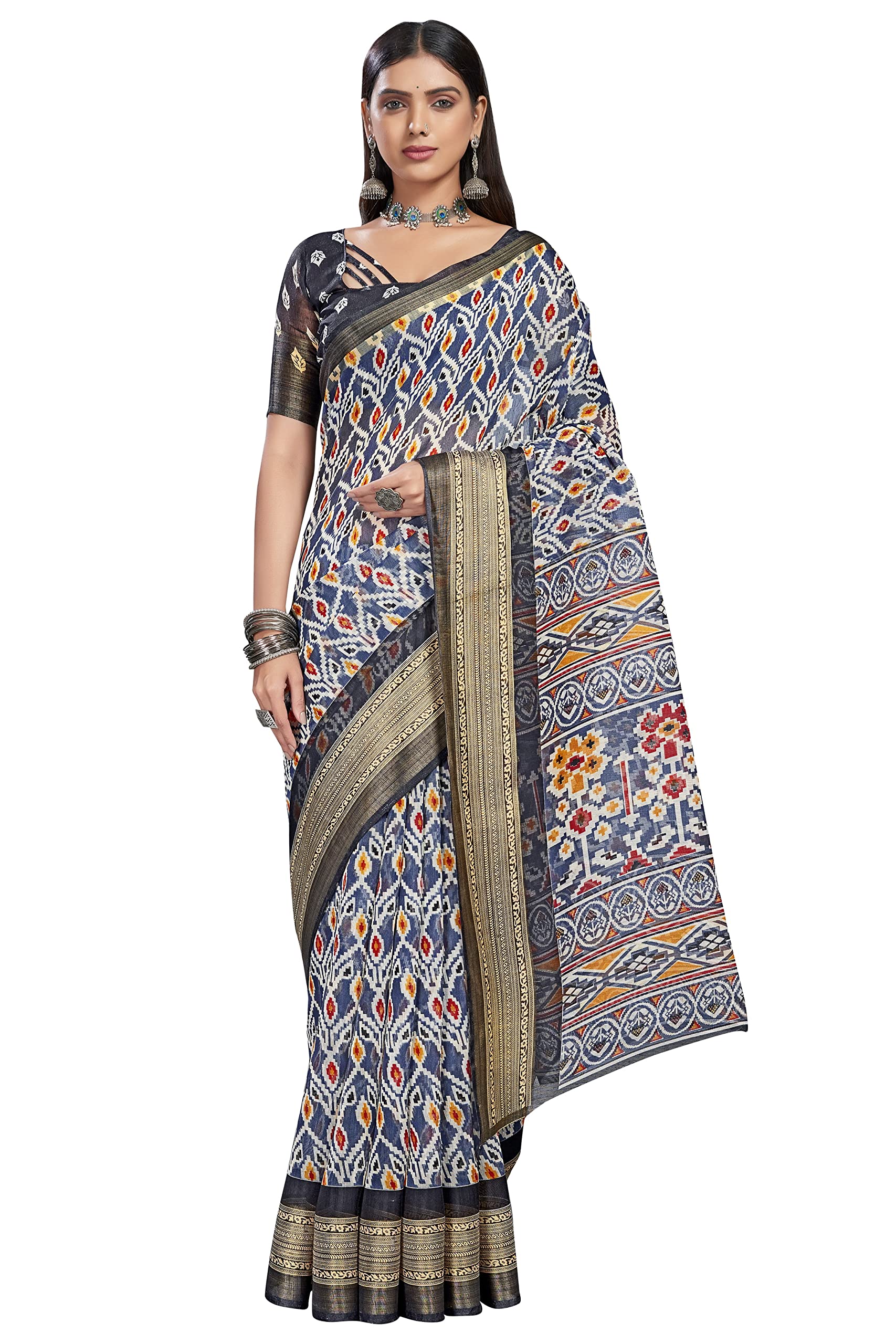Glory Sarees Womens Cotto Silk Saree With Blouse Piece