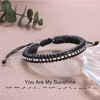 Morse Code Bracelets for Men Valentines Day Gifts for Him Husband Best Friend Bracelets Gifts for Boyfriend Braided Leather