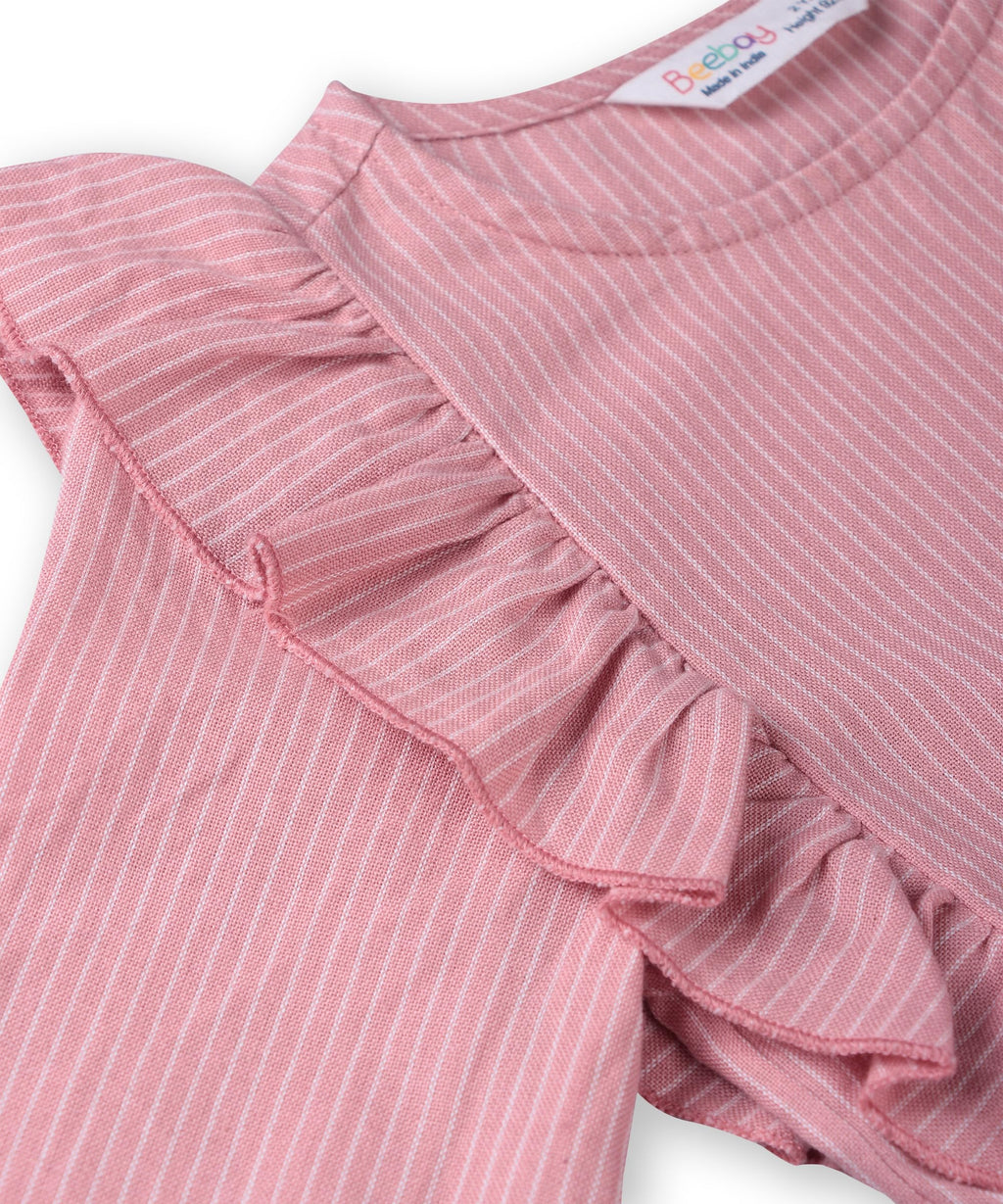 Beebay Kids Girls Button Through Striper Dress Pink