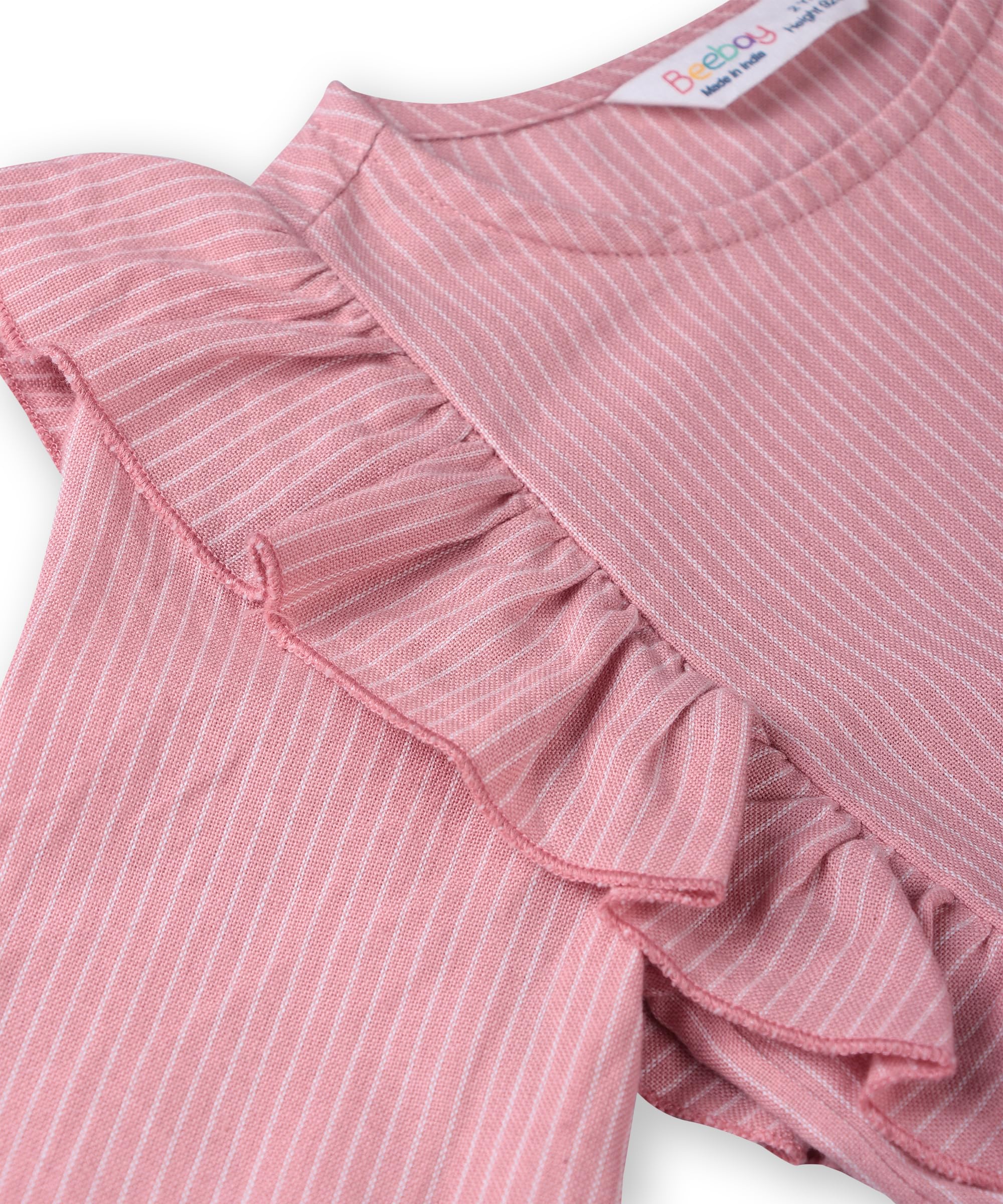 Beebay Kids Girls Button Through Striper Dress Pink
