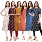 Pinkmint Womens Crepe Digital Print Straight Kurta(Pack of 6)[QV-334-345-333-365-353-335-XL]