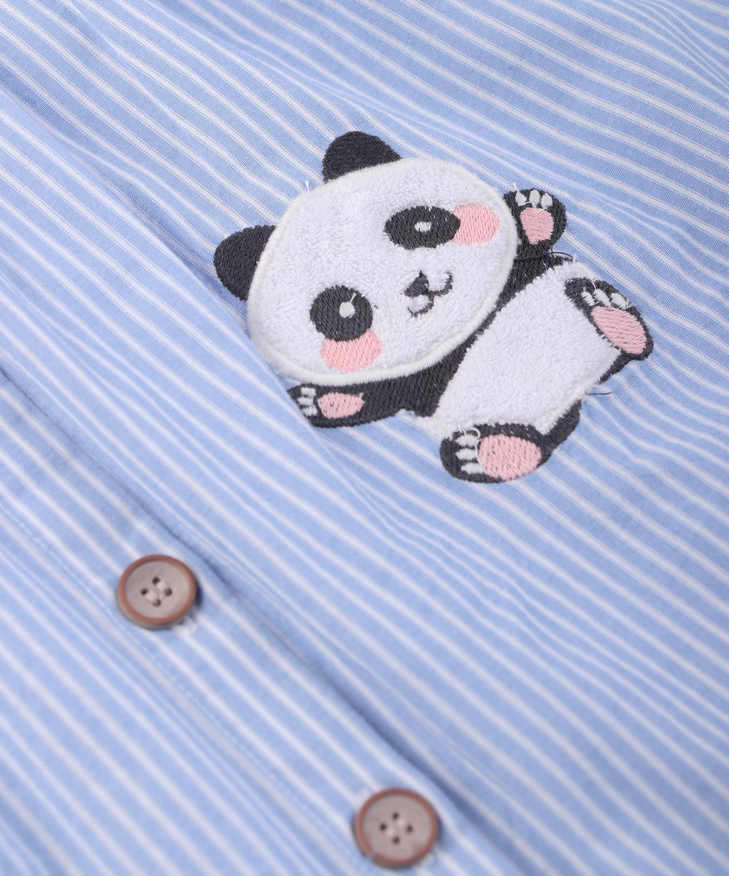 Beebay Kids Girls Panda Applique y/d Dress Blue