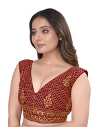 Pujia Mills WomenS V Neck Embroidery Readymade Saree Blouse For Lehenga Choli