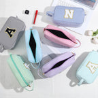 YOOLIFE Makeup Bag - Initial Monogram Cosmetic Bag, Travel Toiletry Pouch, Personalized Makeup Case for Women
