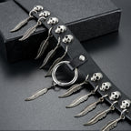OIDEA Halloween Cosplay jewelry Womens Gothic Leather Choker Collar Necklace,Ring Feather,Skull Pendant Punk Rock Necklace, Hall