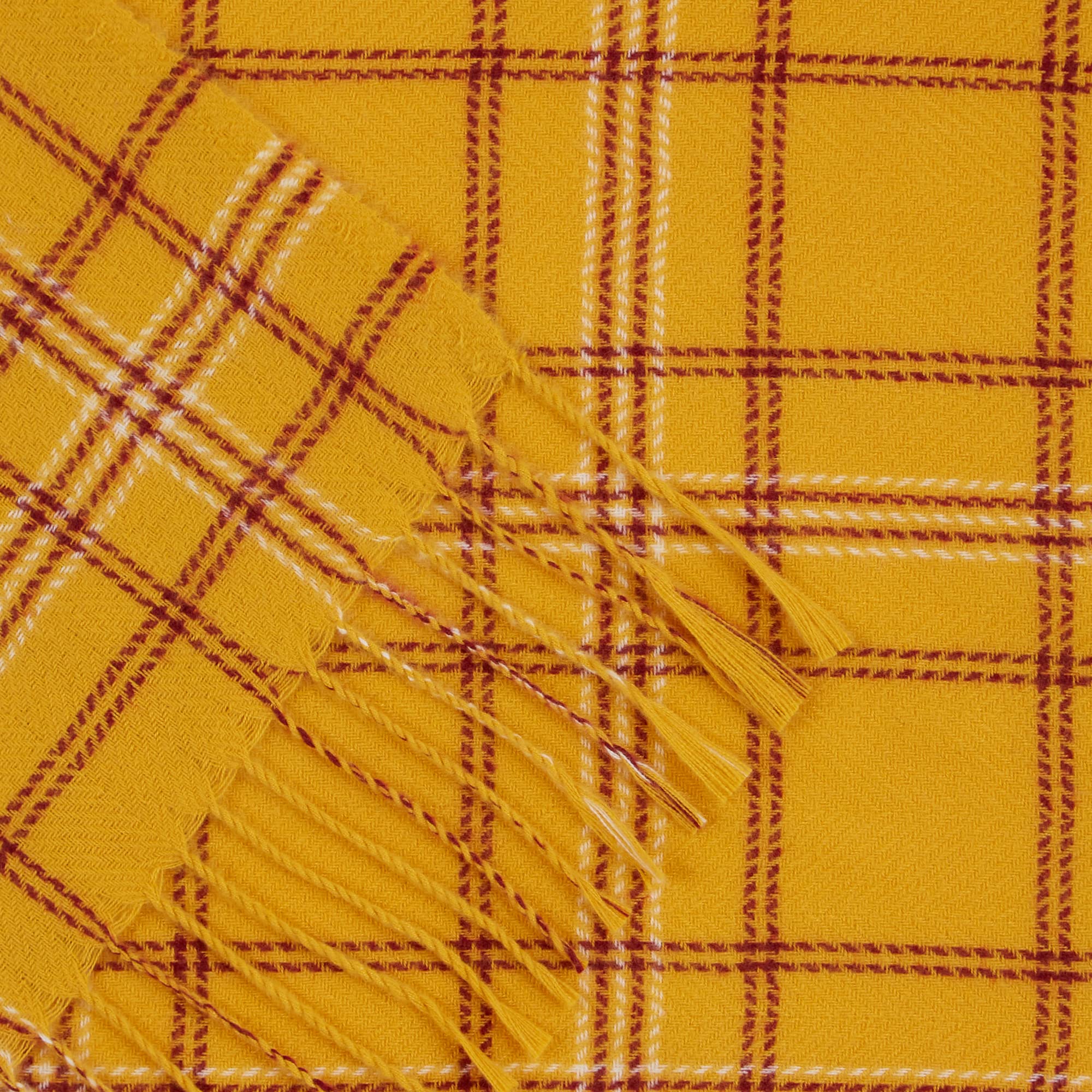 JANUARY PLAID FRINGE SCARF - GOLD