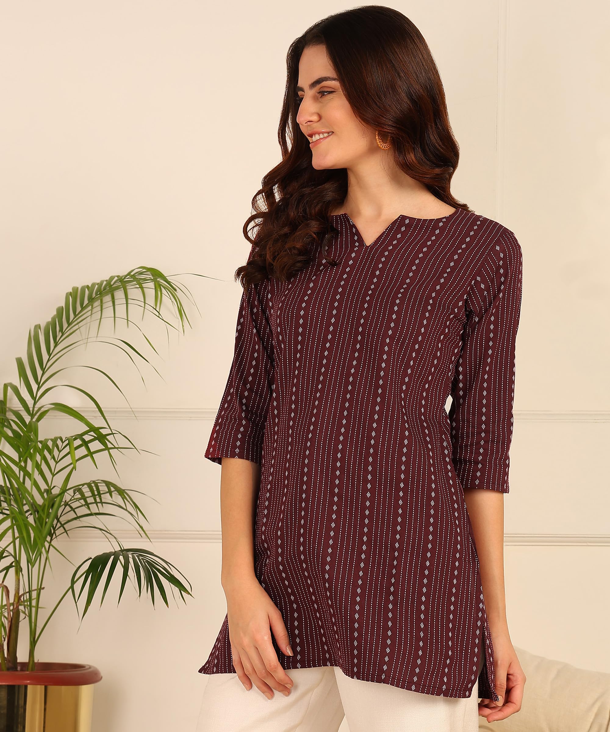 Aayla WomenS & Girls Cotton Short Kurti  Lightweight, Stylish, Soft And Comfortable,Trendy Top For Everyday Wear Maroon