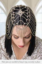 BABEYOND Vintage Style Roaring 20s Crystal Rhinestone Flapper Cap Headpiece Head Jewelry Chains