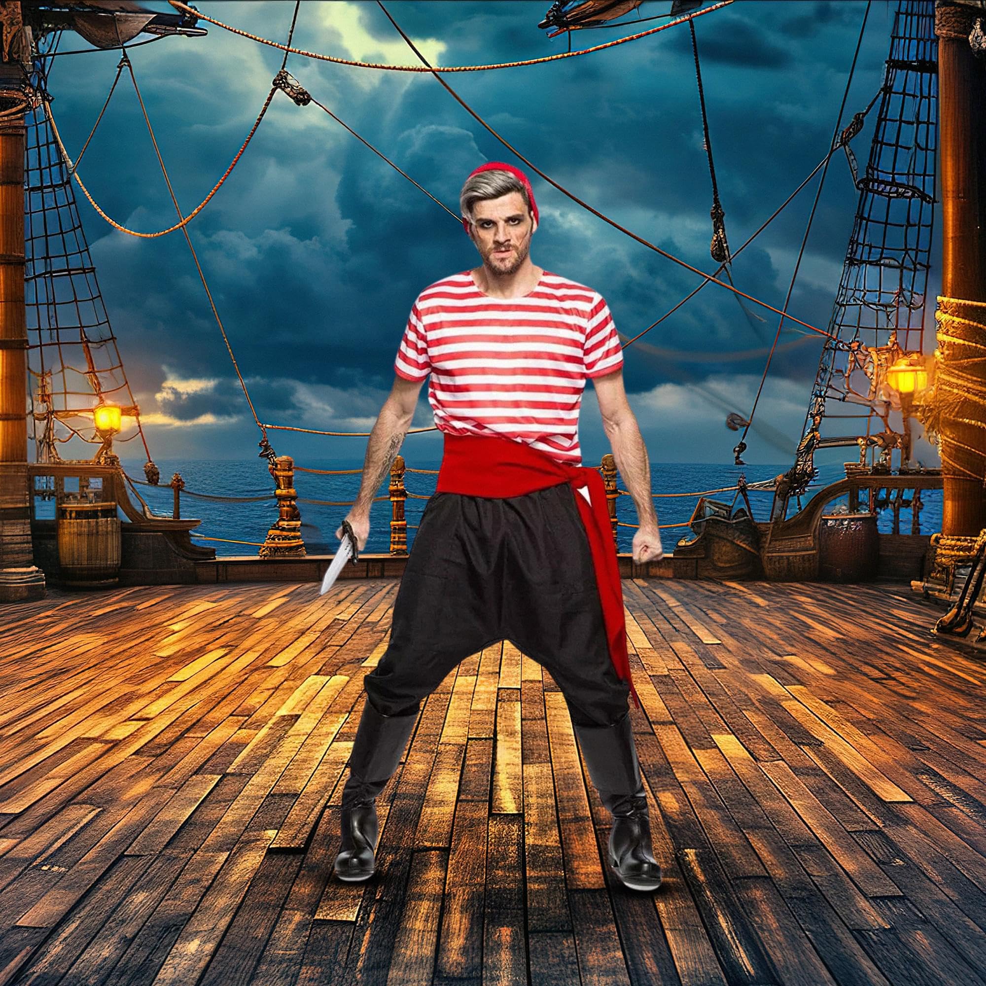 Seeing Red Pirate Crew Member Costume - Men's L Size