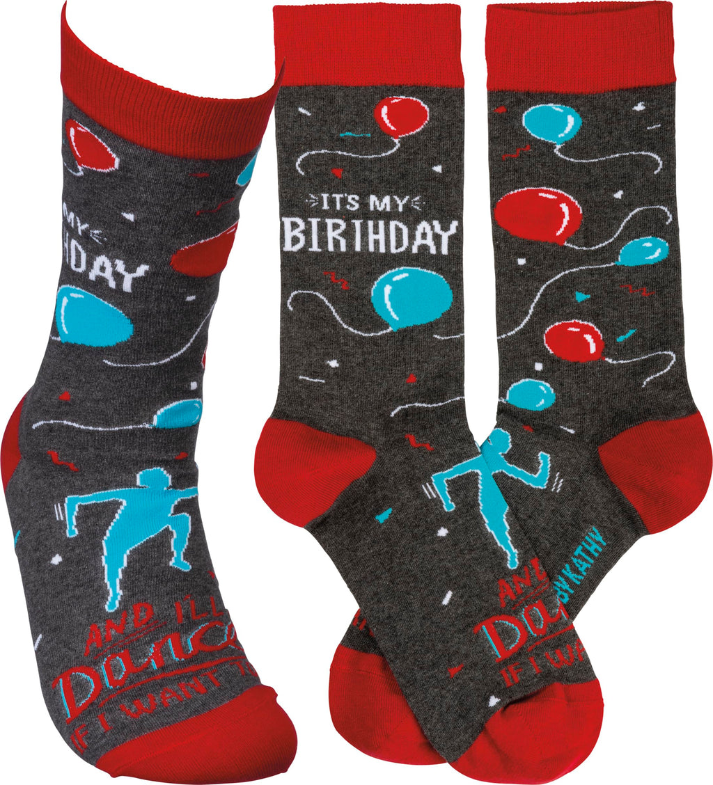 Primitives by Kathy Socks - It's My Birthday I'll dance if I want to, Unisex, One Size