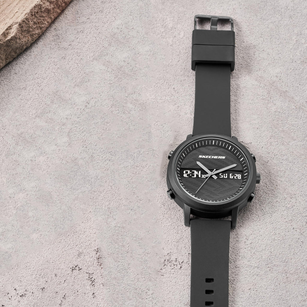 Skechers Men's Lawndale Analog-Digital Chronograph Watch, Color: Black (Model: SR5071)