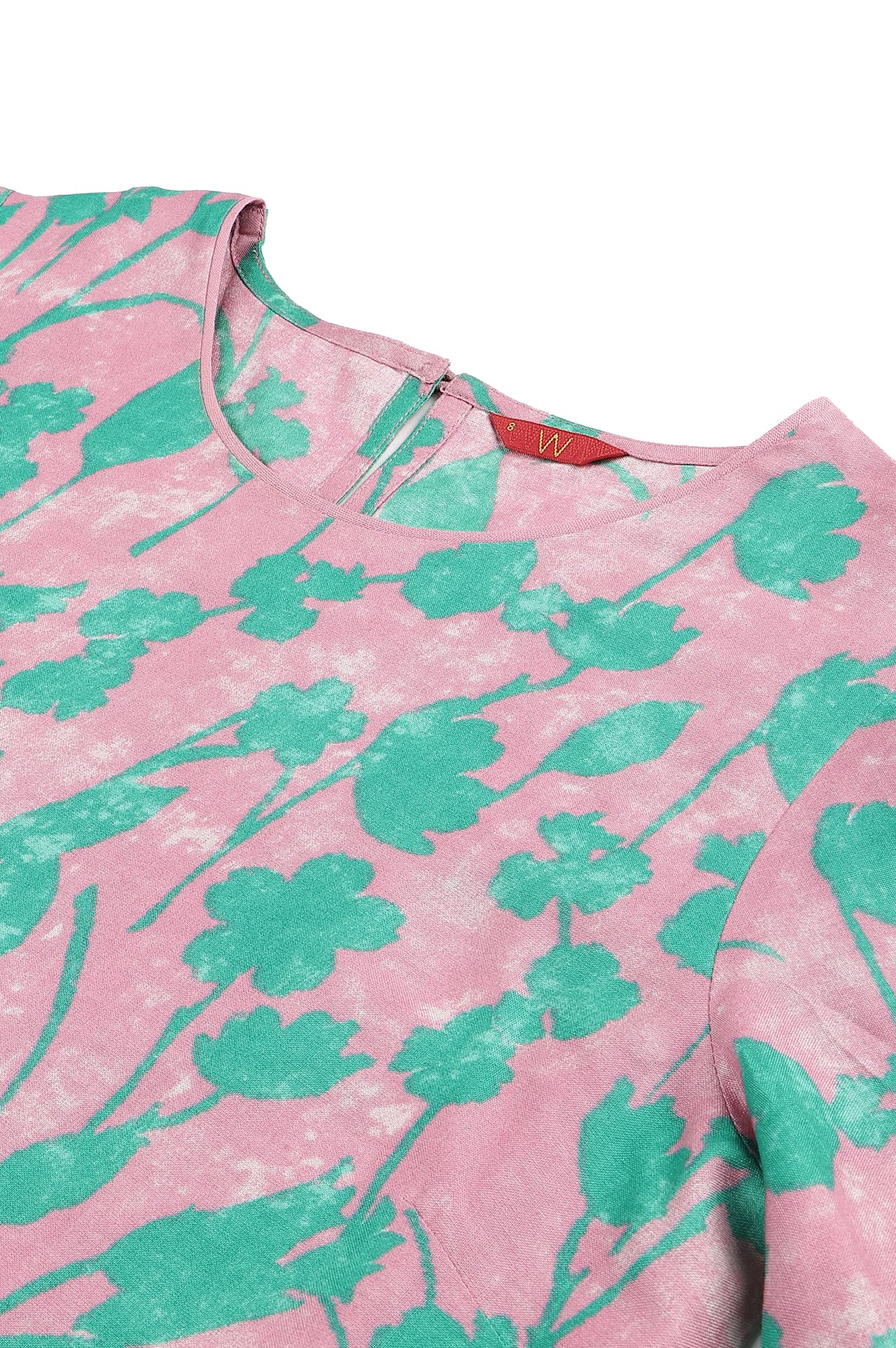 W For Woman Light Purple Floral Print Straight Kurta