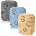Photect 3 Pcs Corduroy Cosmetic Bag Smile Face Aesthetic Preppy Makeup Bag Corduroy Toiletry Aesthetic Pouch Travel Smile Bags f