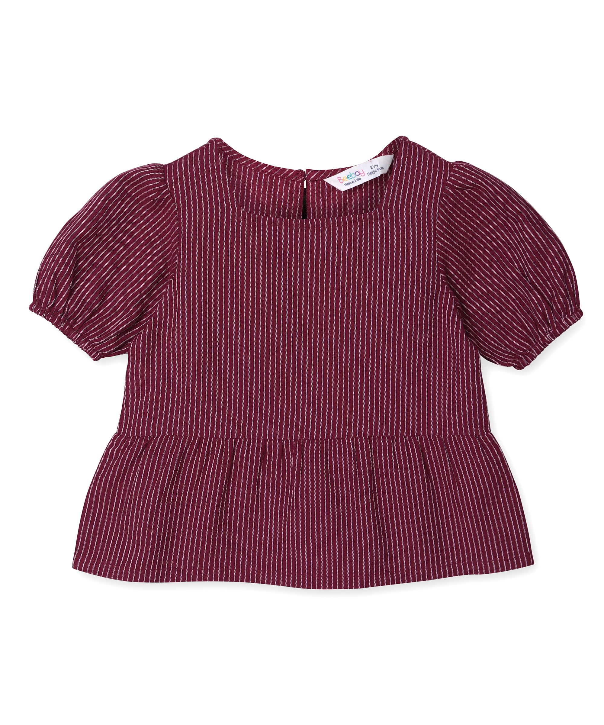 Beebay Kids Girls Pinstriped peplum co-ord set Maroon