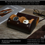 Watch Travel Case for Men - 2 Watch Roll Case Organizer Display - Watch Case - Watch Organizer - Espresso Brown