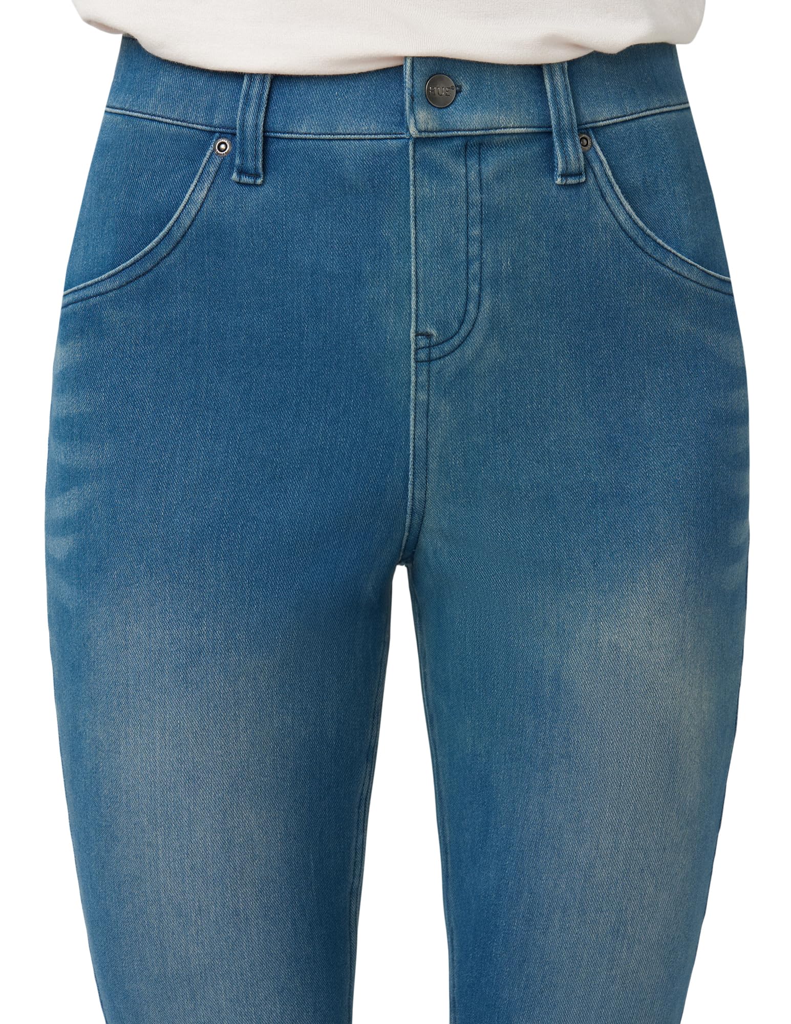 HUE womens Ultra Soft High Waist Denim Leggings Hosiery, Windsor Blue Wash, 2X US