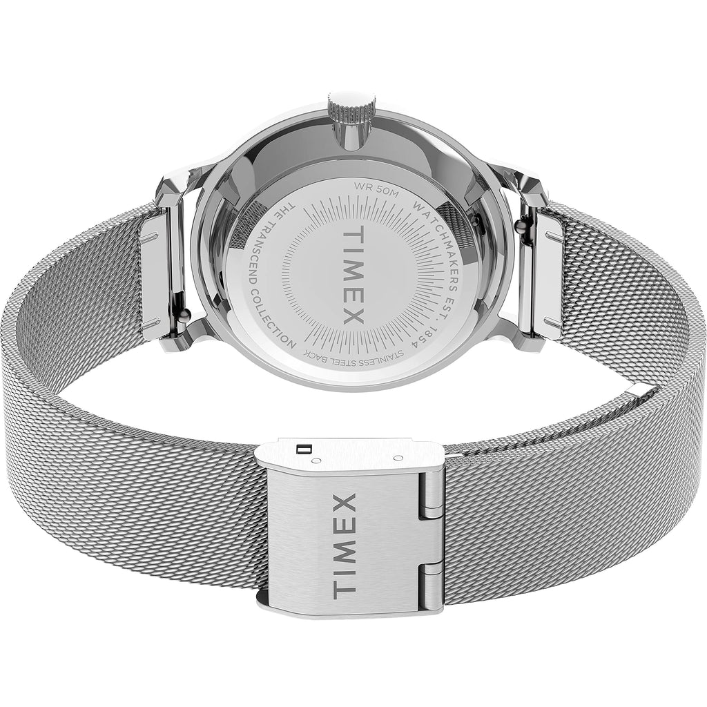 Timex Women's Transcend 31mm Watch - Silver-Tone Case Silver-Tone Dial with Multicolored Stones & Stainless Steel Mesh Bracelet