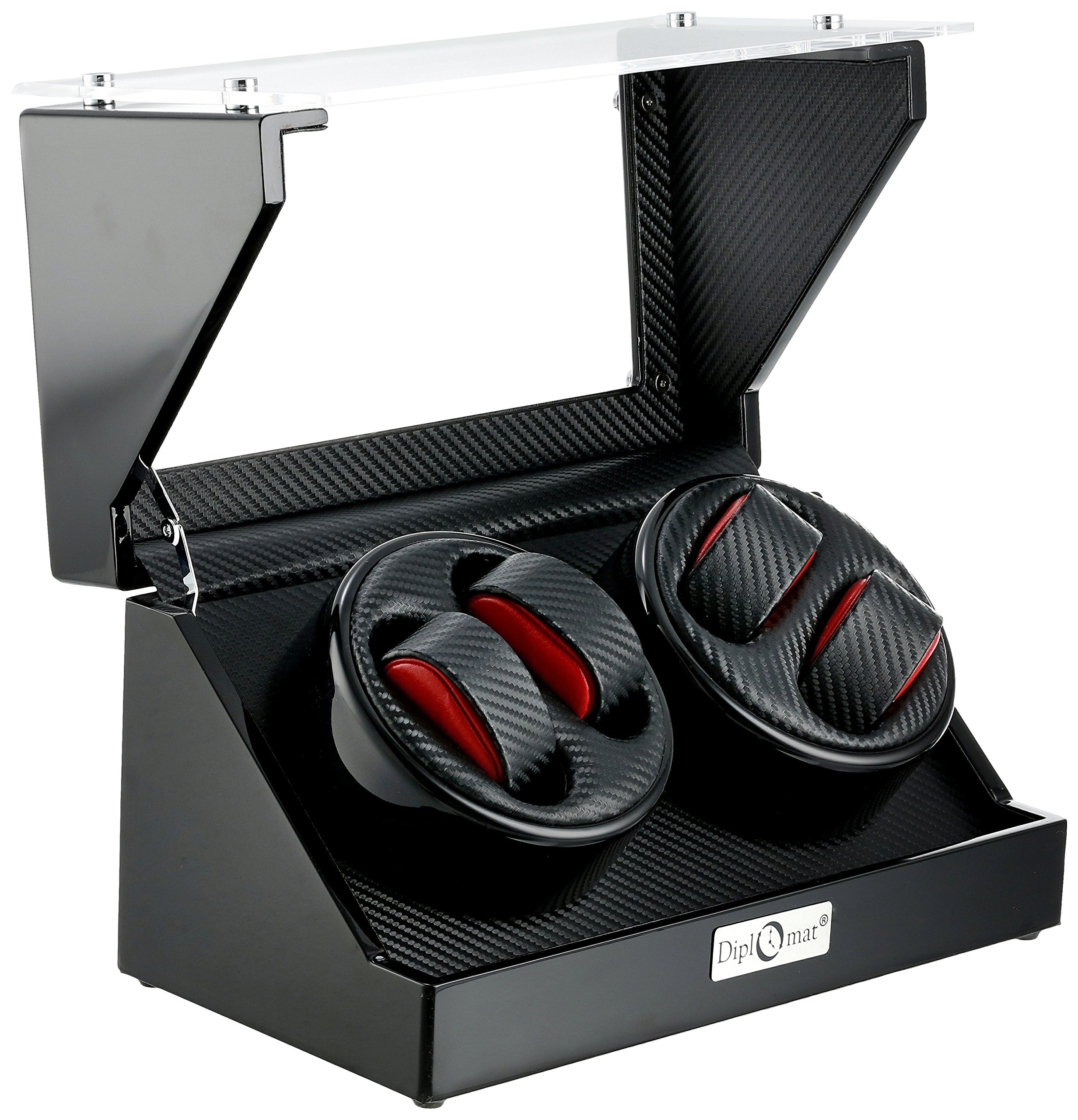 Diplomat Quad Black Wood Finish Watch Winder with Japanese Mabuchi Motor Watch Winder