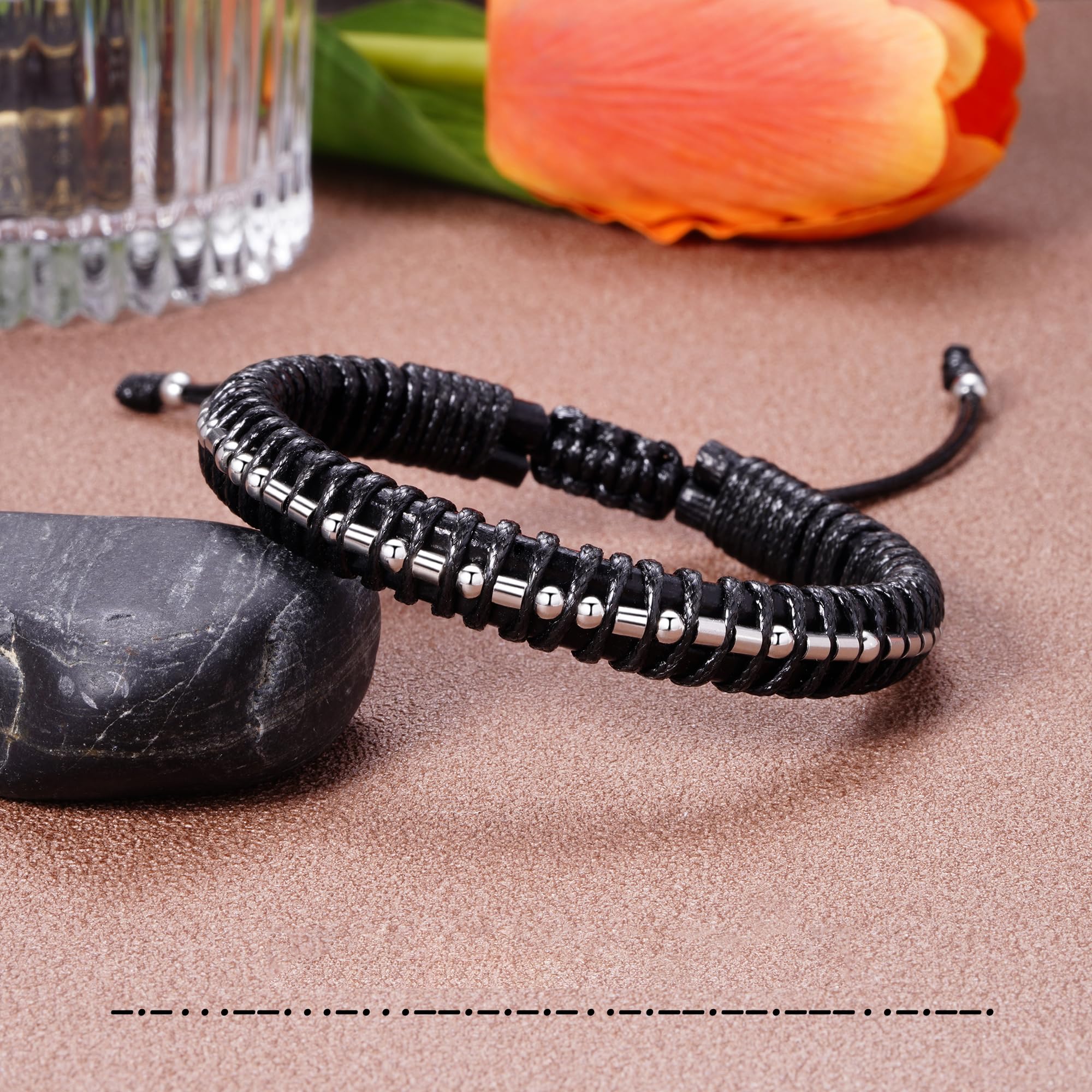 Btysun Inspirational Bracelets for Men Morse Code Gifts for Him Encouragement Secret Message Uplifting Best Friend Birthday Chri