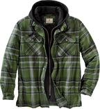 Legendary Whitetails Men's Standard Maplewood Hooded Shirt Jacket, Army Green Plaid, Medium