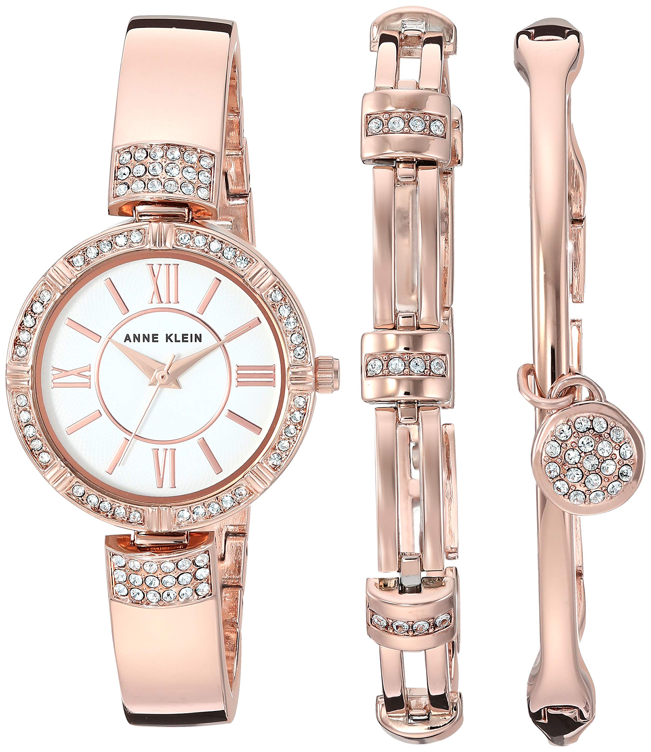 Anne Klein Women's Premium Crystal Accented Watch and Bracelet Set