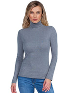 BASIC COTTON Free Spirit Premium Quality 100% Brushed Cotton Women's Turtleneck Top.Made in Italy (655)