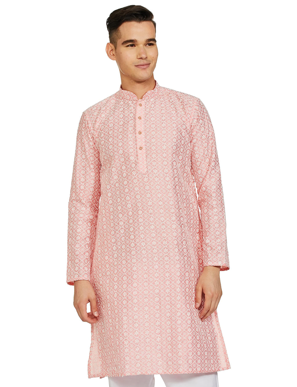 Be Active MenS Traditional Embroidered Lucknowi Full Sleeves Kurta || Cotton Kurta For Men || Men Kurta For Wedding || Kurta Fo