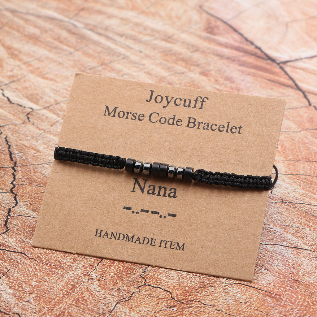 JoycuFF Nana Morse Code Bracelets for Women Handmade Silk Wrap Strand Jewelry Unique Trendy Christmas Thanksgiving Day Gifts for