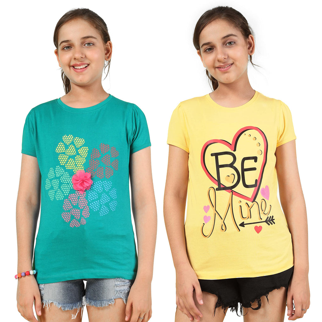 Kyda Kids Girls Cotton Full Sleeve Printed Tops - Multicolor (Pack Of 2)