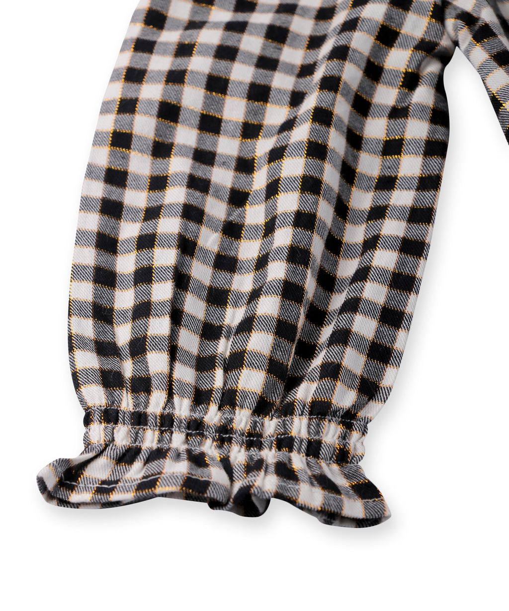 Beebay Kids Girls Yoke Frill Gingham Dress Black/White