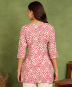 Aayla Poly Rayon Pink Color Short Kurtis Comfortably Suited For Daily & Office Wear With Elegance.