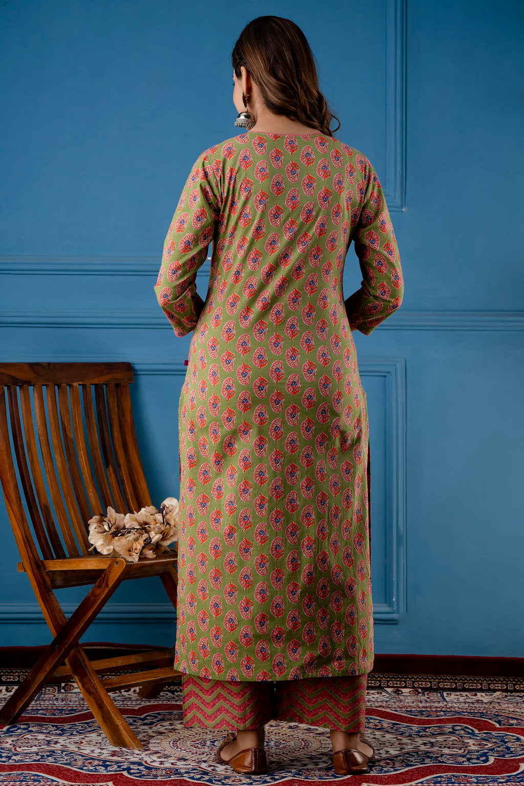 Anni Designer Women'S Cotton Blend Traditional Straight Printed Kurta And Palazzo Set (Bhadra Nw)