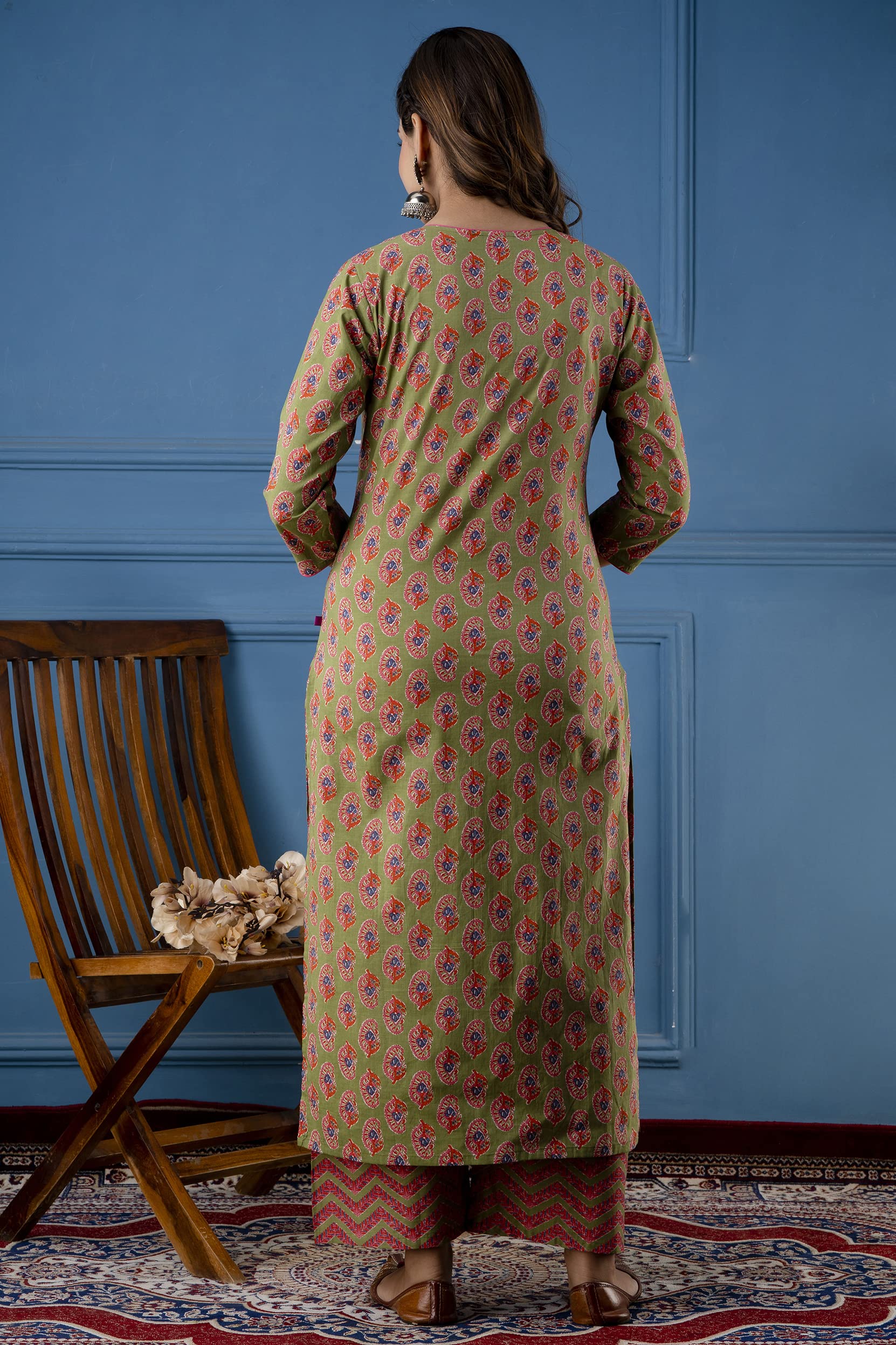 Anni Designer Women'S Cotton Blend Traditional Straight Printed Kurta And Palazzo Set (Bhadra Nw)