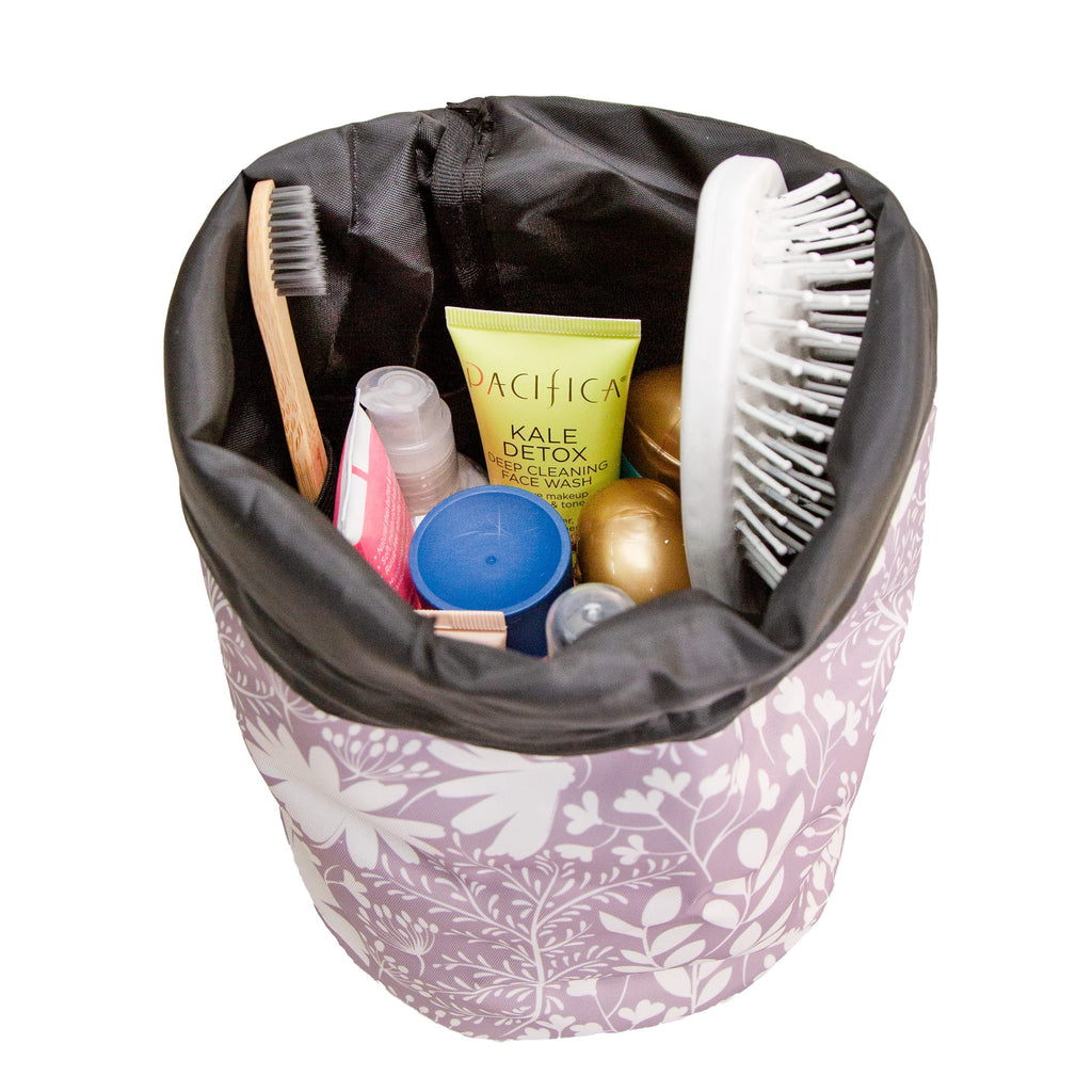 Jadyn Cinch Top Compact Travel Makeup Bag and Cosmetic Organizer for Women (Dusty Lavender)