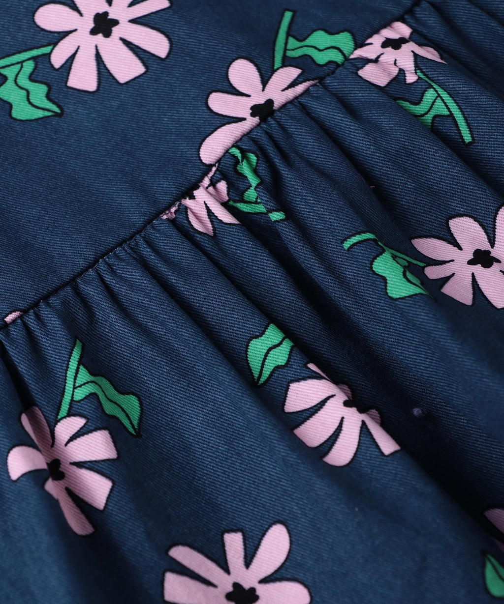 Beebay Kids Girls Frill Collar Floral Dress Navy