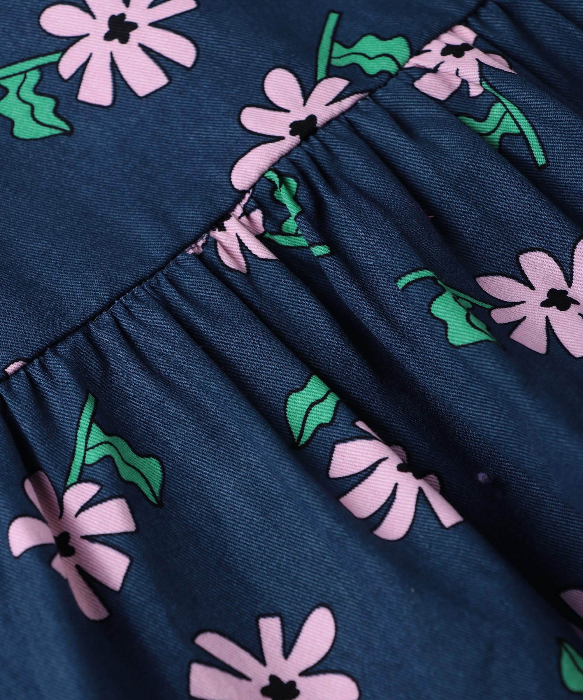 Beebay Kids Girls Frill Collar Floral Dress Navy