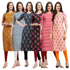 Pinkmint Womens Crepe Digital Print Straight Kurta(Pack of 6)[QV-333-331-335-345-328-368-XXL]