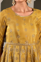 W For Woman Yellow Ethnic Motif Synthetic Maxi Dress With Sequins
