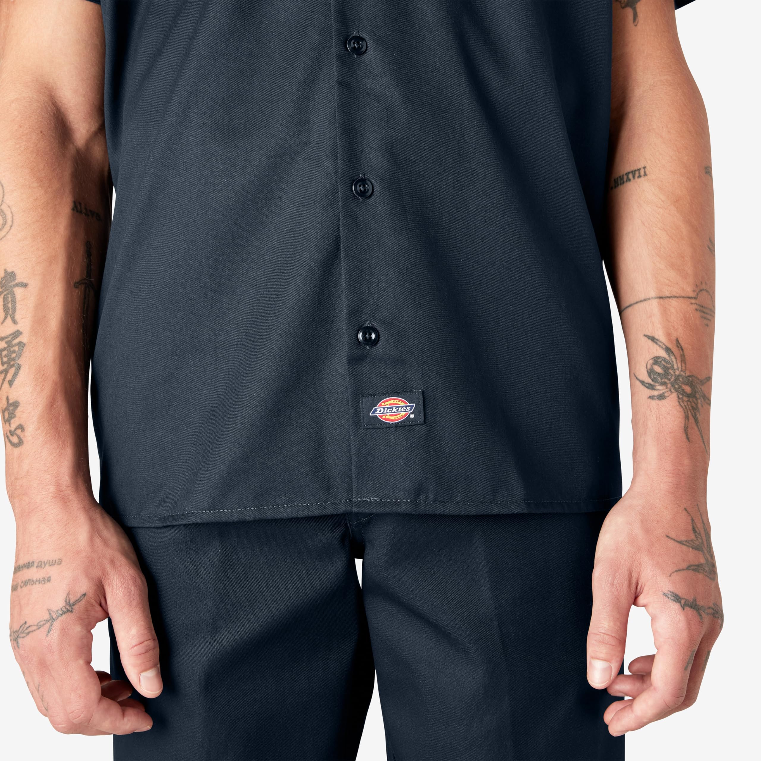 Dickies mens Short Sleeve Work Big and Tall Button Down Shirt, Dark Navy, 5X-Large Big US