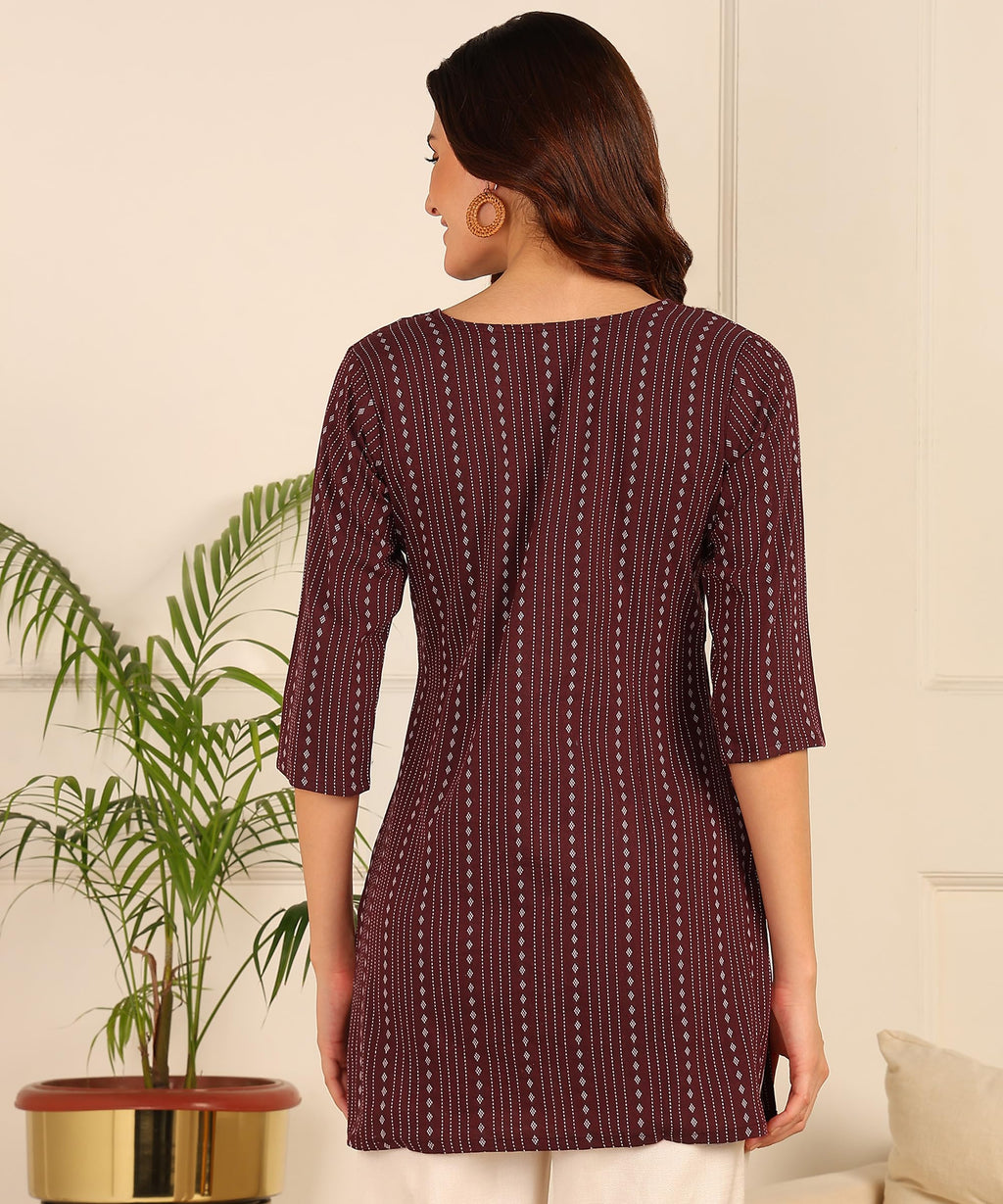 Aayla WomenS & Girls Cotton Short Kurti  Lightweight, Stylish, Soft And Comfortable,Trendy Top For Everyday Wear Maroon