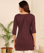 Aayla WomenS & Girls Cotton Short Kurti  Lightweight, Stylish, Soft And Comfortable,Trendy Top For Everyday Wear Maroon