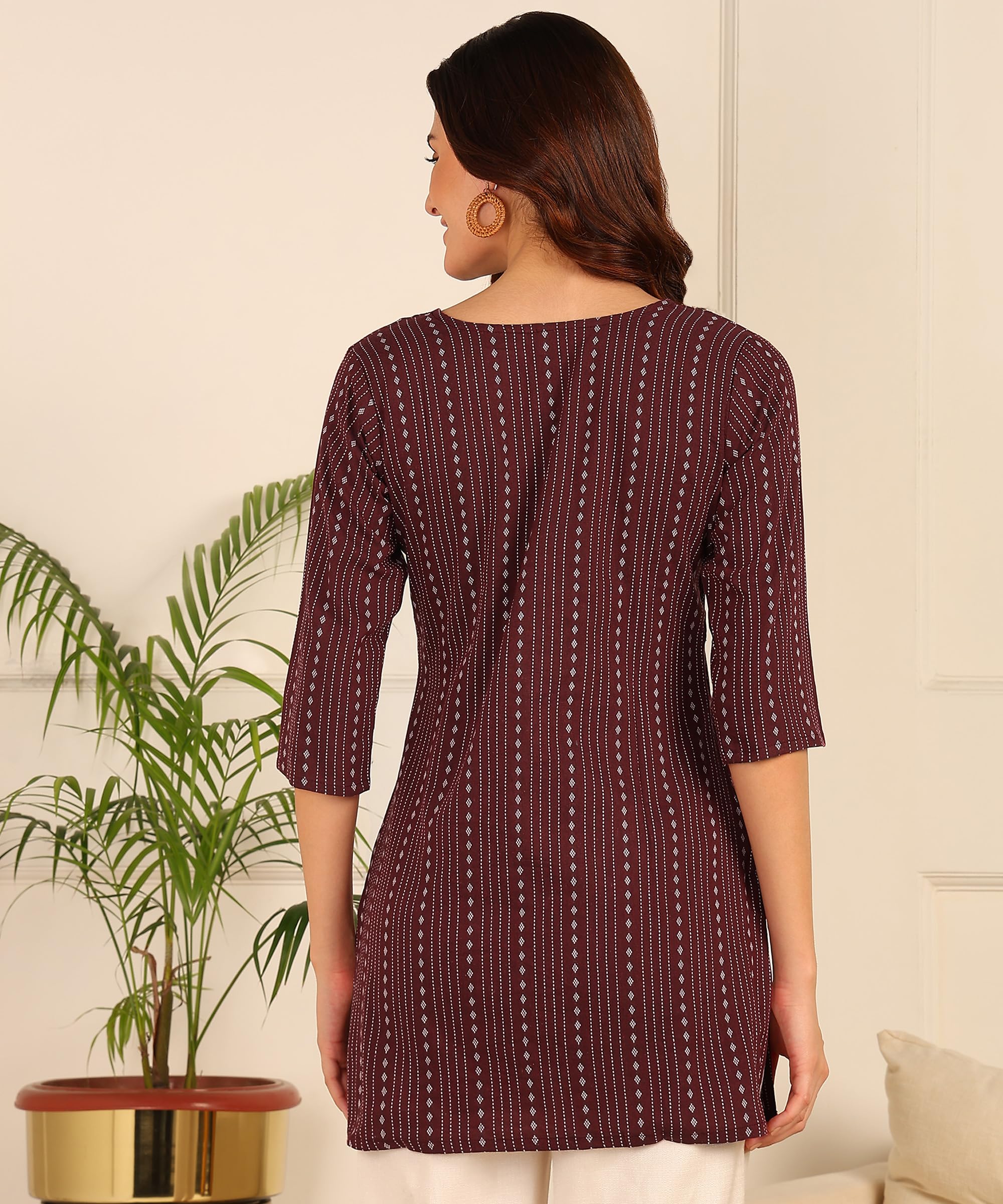 Aayla WomenS & Girls Cotton Short Kurti  Lightweight, Stylish, Soft And Comfortable,Trendy Top For Everyday Wear Maroon