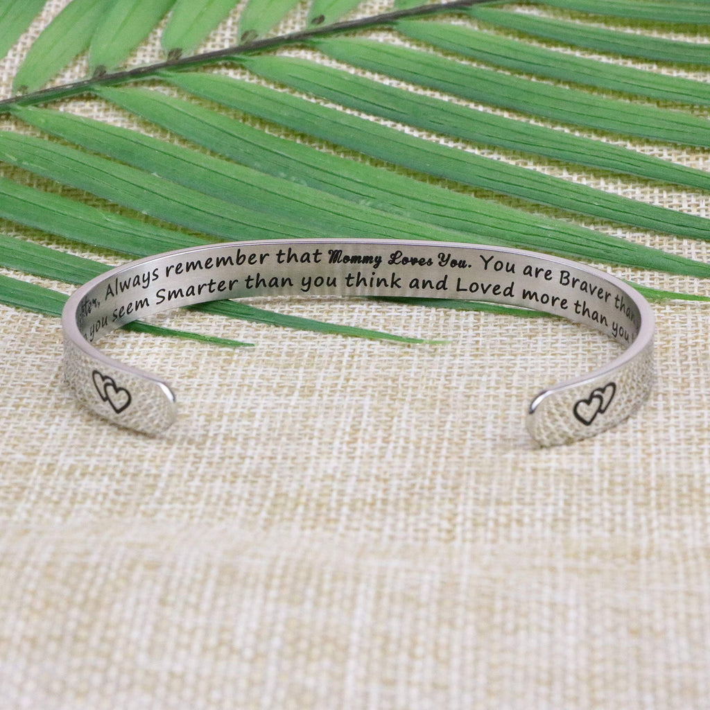 JoycuFF Daugher Jewelry from Mom Mother Birthday Gifts Inspirational Cuff Bangle Bracelets for Women Christmas Gifts for Her